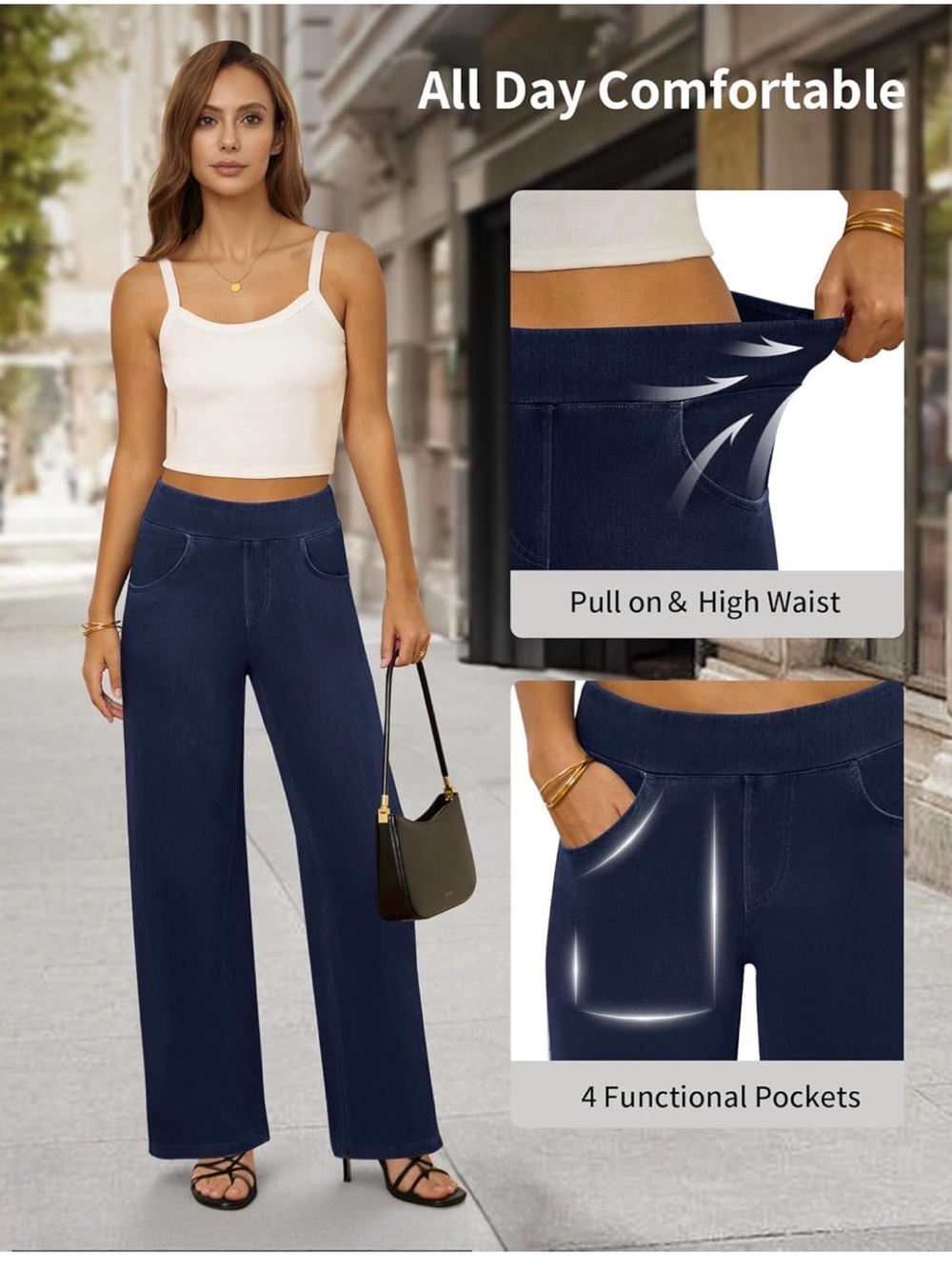 New with tags - Amazon - Dlooda- Wide Leg Women's Jeans - Navy - size medium